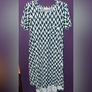 LuLaRoe Teal and White Patterned Top